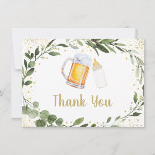 Baby Is Brewing Beer Greenery Thank You Card