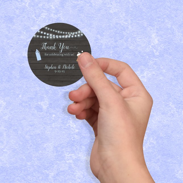 Baby Is Brewing Blue Baby Shower Thank You Classic Round Sticker (Creator Uploaded)