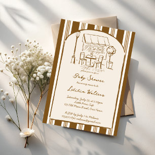 Baby is brewing cafe bebe coffee baby shower invitation
