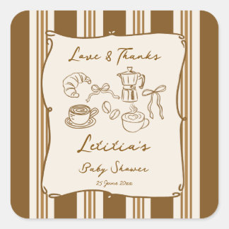 Baby is brewing coffee baby shower favour square sticker