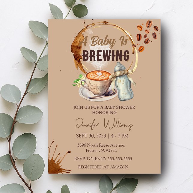 Baby Is Brewing Coffee Baby Shower Invitation (Baby is Brewing Coffee Baby Shower Invitation)