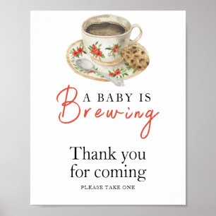 Baby is brewing coffee baby shower Thanks Poster