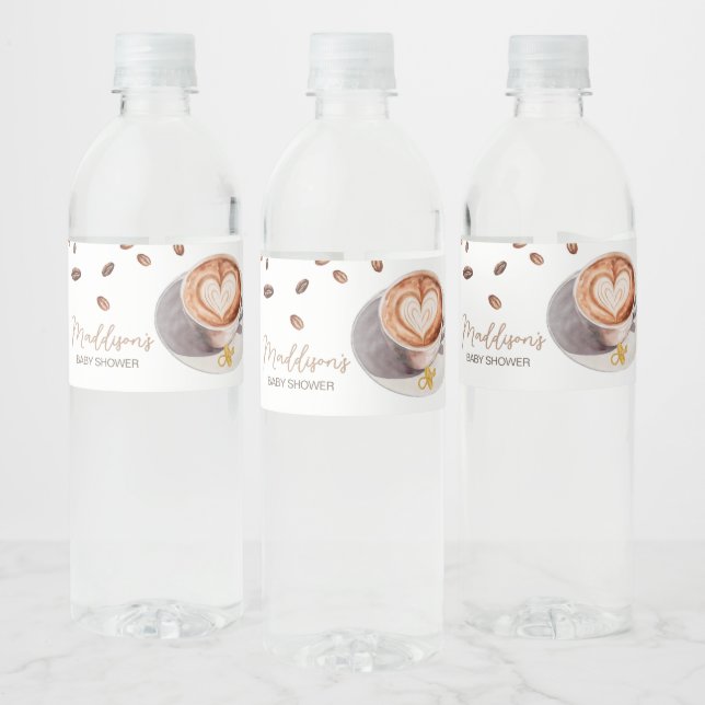 Baby is Brewing Coffee Baby Shower Water Bottle Label (Bottles)