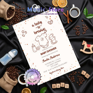 Baby Is Brewing Coffee Bean Baby Shower Invitation