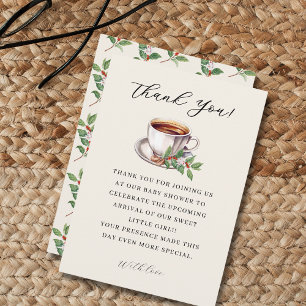 Baby is Brewing Coffee brown Baby Shower Thank You Card