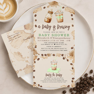 Baby is Brewing Coffee Gender Neutral Baby Shower All In One Invitation