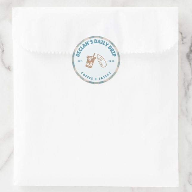 Baby is Brewing Coffee Gender Neutral Baby Shower  Classic Round Sticker (Bag)