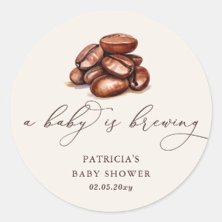 Baby is Brewing Coffee Gender Neutral Baby Shower Classic Round Sticker