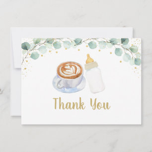 Baby Is Brewing Coffee Greenery Thank You Card