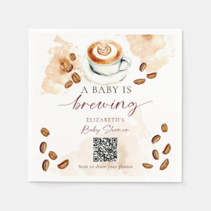 Baby Is Brewing Coffee Photo Share QR Code  Napkin