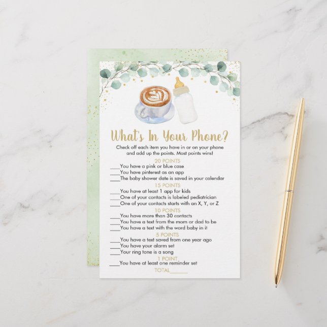 Baby Is Brewing Coffee What's In Your Phone Game (Front/Back In Situ)