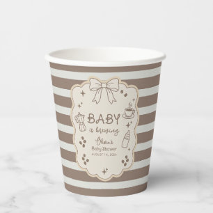 Baby is Brewing Espresso Coffee Cafe Baby Shower Paper Cups