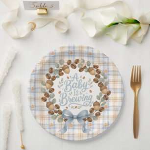 Baby is Brewing Fall Coffee Baby Shower Paper Plate