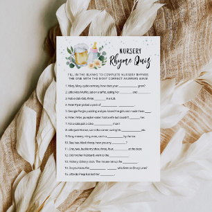 Baby Is Brewing Game Nursery Rhyme Quiz Pink Card