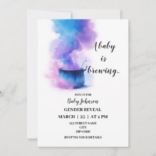 Baby is brewing gender reveal invitation