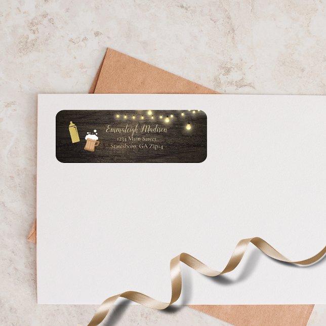 Baby Is Brewing Gold Baby Shower Return Address (Creator Uploaded)