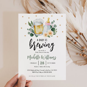 Baby Is Brewing Greenery Baby Shower Invitation