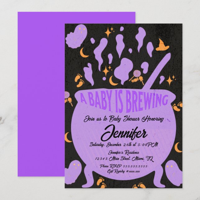 Baby is Brewing Groovy Retro Baby Shower  Invitation (Front/Back)