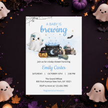 Baby Is Brewing Halloween Blue Baby Shower