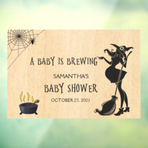 Baby is Brewing Halloween Witch Baby Shower  Window Cling