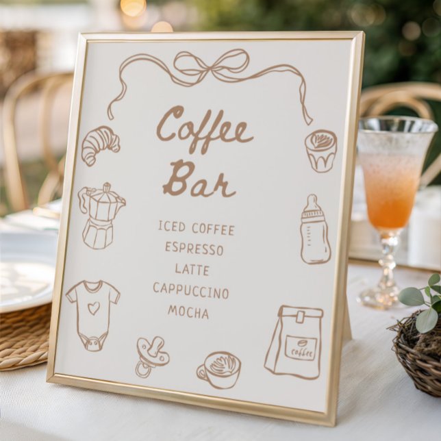 Baby is Brewing Hand Drawn Baby Shower Coffee Bar Poster (Creator Uploaded)