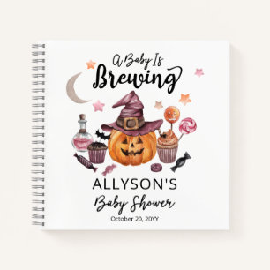 Baby Is Brewing Jack-O-Lantern Halloween Guestbook Notebook