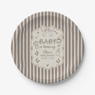Baby is Brewing Latte Babyccino Coffee Baby Shower Paper Plate