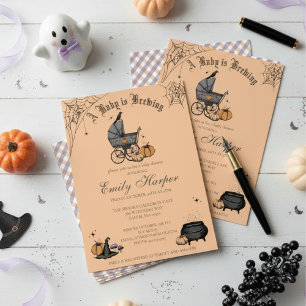 Baby is Brewing Orange Gender Neutral Baby Shower Invitation