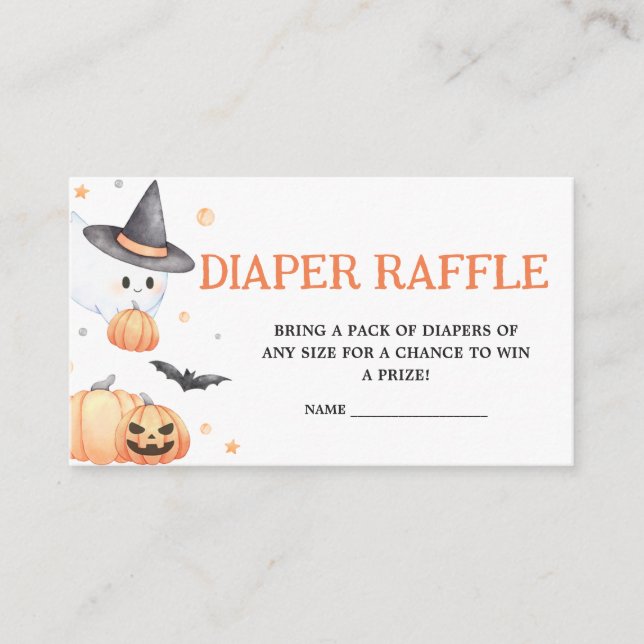 Baby is Brewing Orange Halloween Diaper Raffle Enclosure Card (Front)