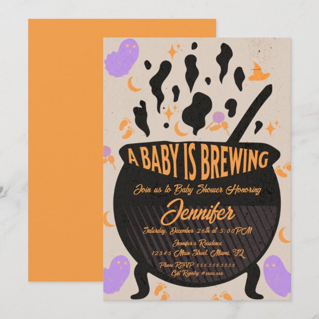 Baby is Brewing Retro Baby Shower Party Invitation (Front/Back)