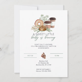 Baby is Brewing - Sage Green Invitation