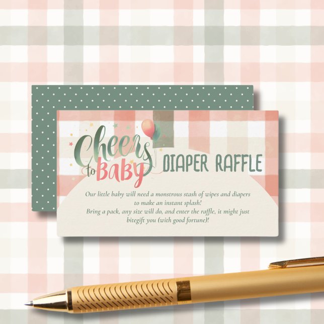 Baby is Brewing Sage Peach Gingham Details Cards (Creator Uploaded)