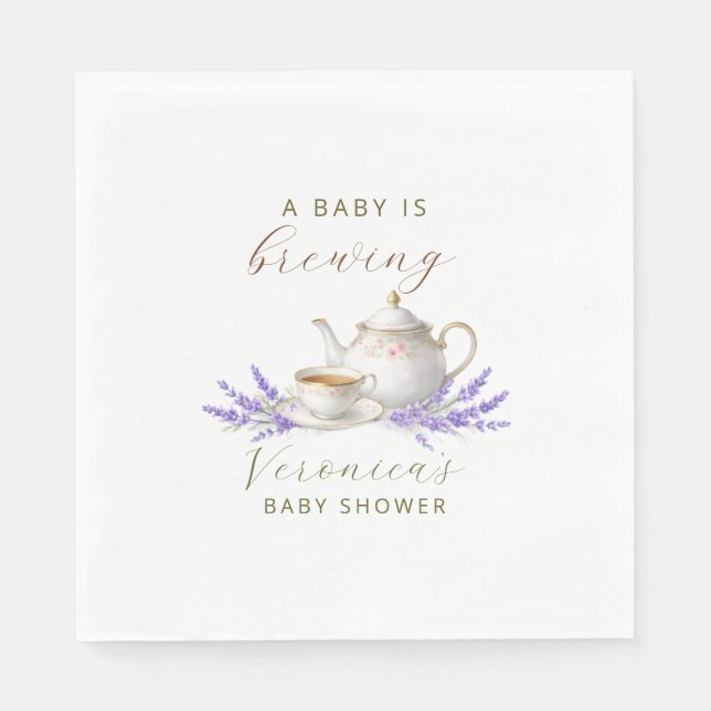 Baby is Brewing Tea Party Baby Shower Napkin (Front)