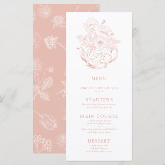 Baby is Brewing Vintage Pink Floral Baby Shower Menu