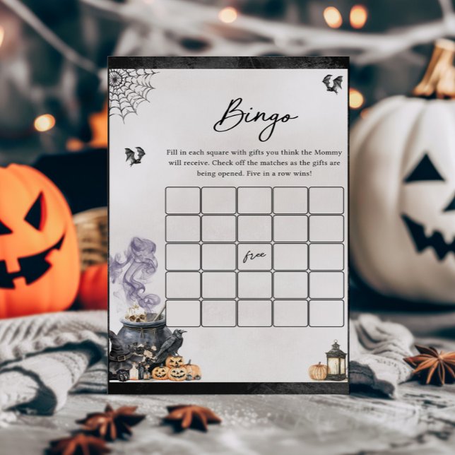 Baby is Brewing Witch Cauldron Bingo Games (A Baby is Brewing Halloween Baby Shower Bingo Game)