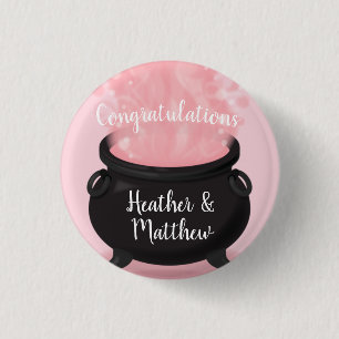 Baby is Brewing Witch Shower Gothic Pink Girl 1 Inch Round Button