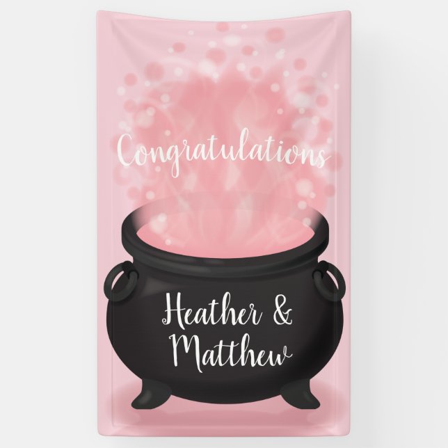 Baby is Brewing Witch Shower Gothic Pink Girl Banner (Vertical)