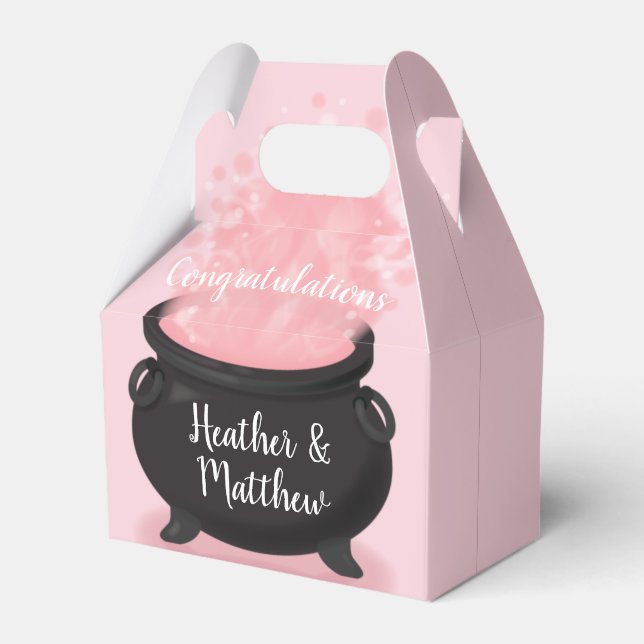 Baby is Brewing Witch Shower Gothic Pink Girl Favor Box (Front Side)