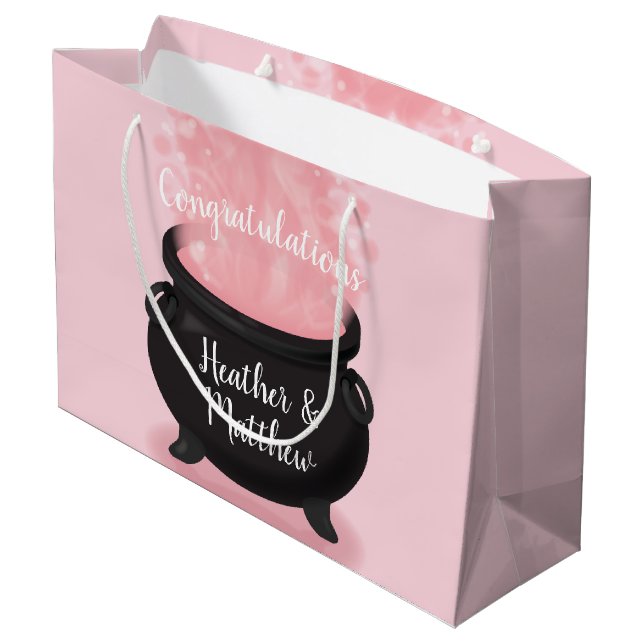 Baby is Brewing Witch Shower Gothic Pink Girl Large Gift Bag (Back Angled)