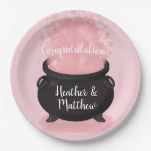 Baby is Brewing Witch Shower Gothic Pink Girl Paper Plate