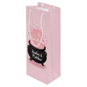 Baby is Brewing Witch Shower Gothic Pink Girl Wine Gift Bag