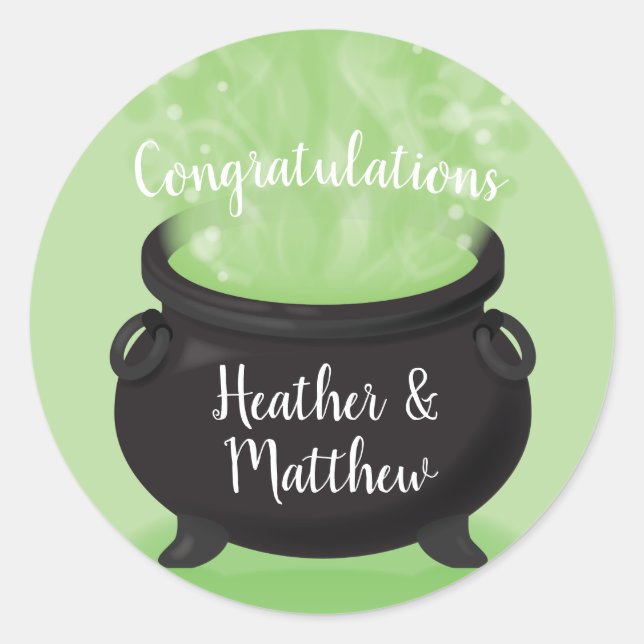 Baby is Brewing Witch Shower Halloween Cauldron Classic Round Sticker (Front)