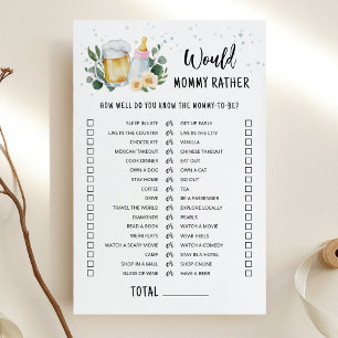 Baby Is Brewing Would Mommy Rather Game Pink