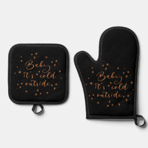 baby is cold outside oven mitt & pot holder set