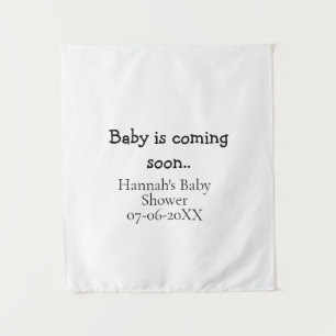 Baby is coming soon baby shower name date typewrit tapestry