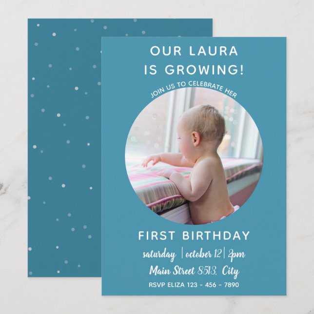 Baby is Growing - Simple Photo Invitation (Front/Back)