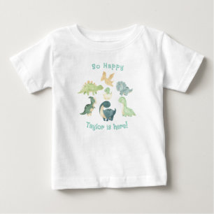 Baby Is Here! Cute Dinosaur Personalized T-Shirt