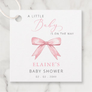 Baby Is on the WAY Pink Bow Girl Baby Shower Favour Tags