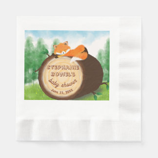 Baby is on the Way Woodland Baby Fox Baby Shower Napkin