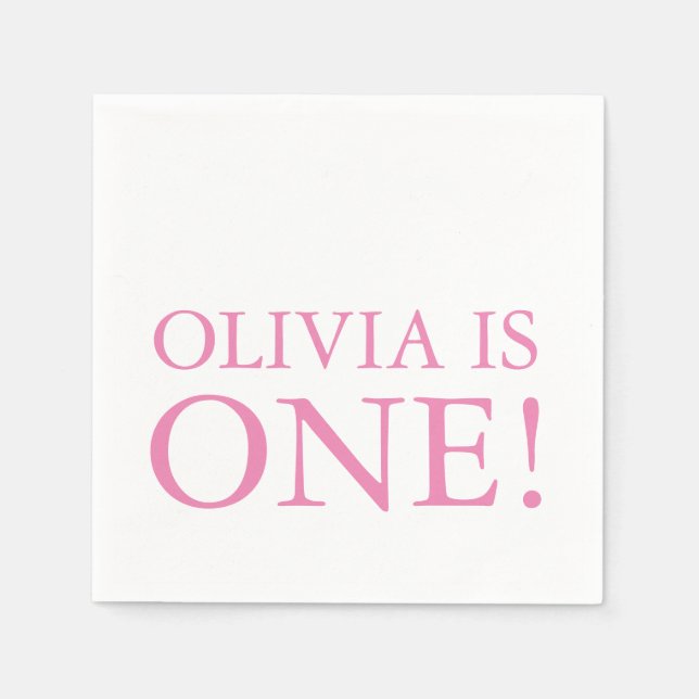 Baby is One First Birthday Party Napkins Custom (Front)